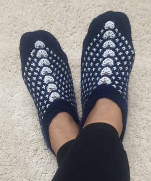Hand Knitted Dark Blue Woolen Socks