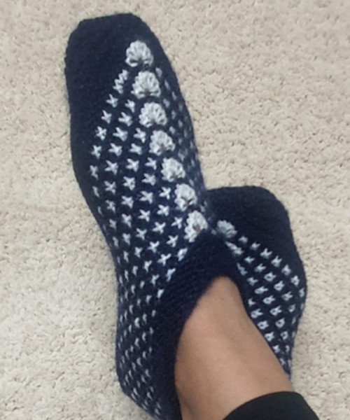 Hand Knitted Dark Blue Woolen Socks