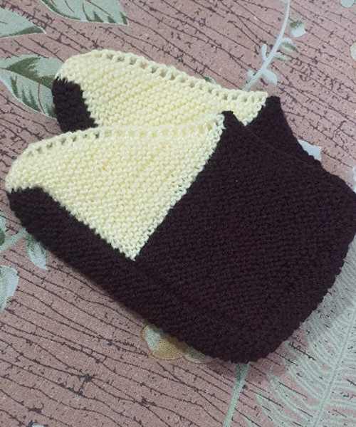 Hand Knitted Beige & Brown Woolen Socks