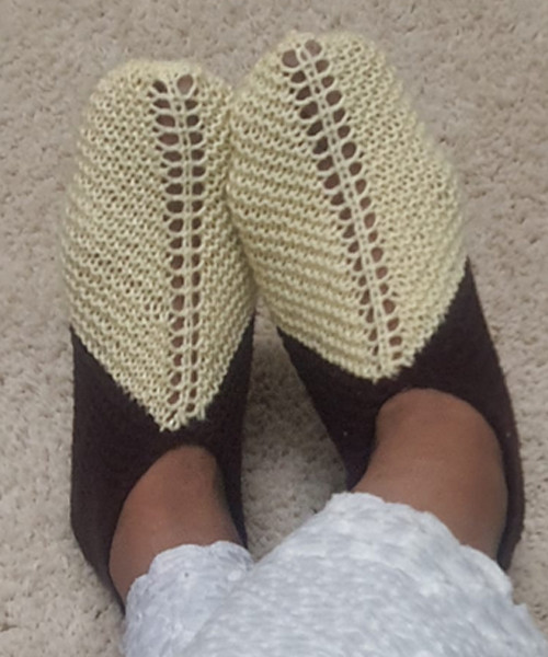 Hand Knitted Beige & Brown Woolen Socks