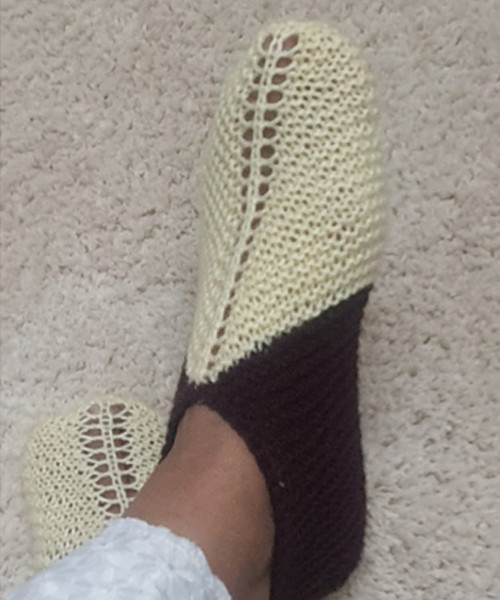 Hand Knitted Beige & Brown Woolen Socks