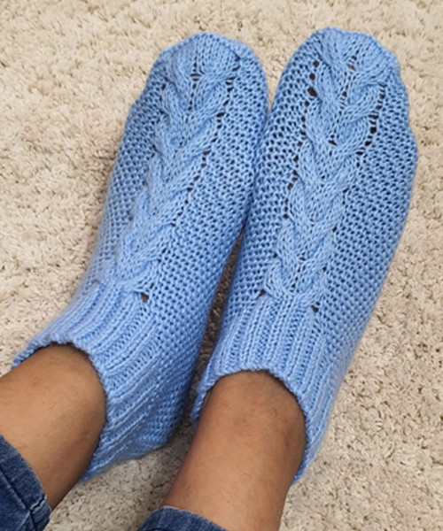 Sky Blue Handknitted Woolen Socks