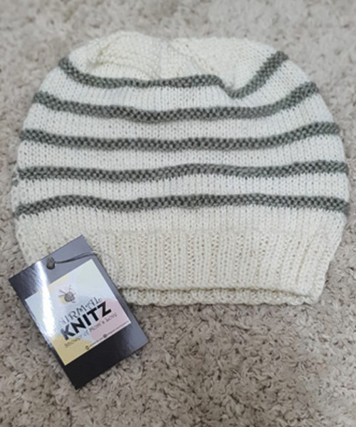 Soft White with grey stripes CAP