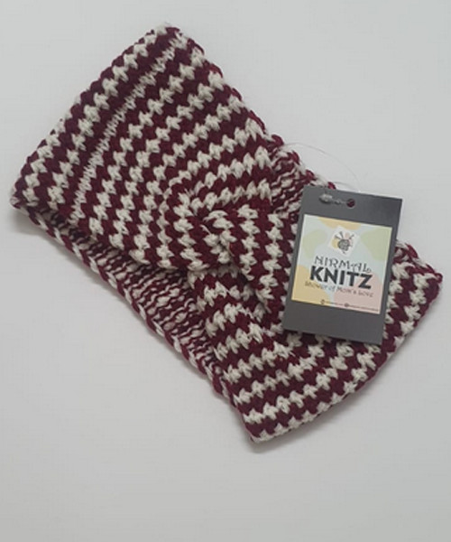 White & Maroon Stripped Headband
