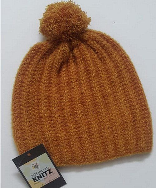 Cinnamon Brown Pompom Cap